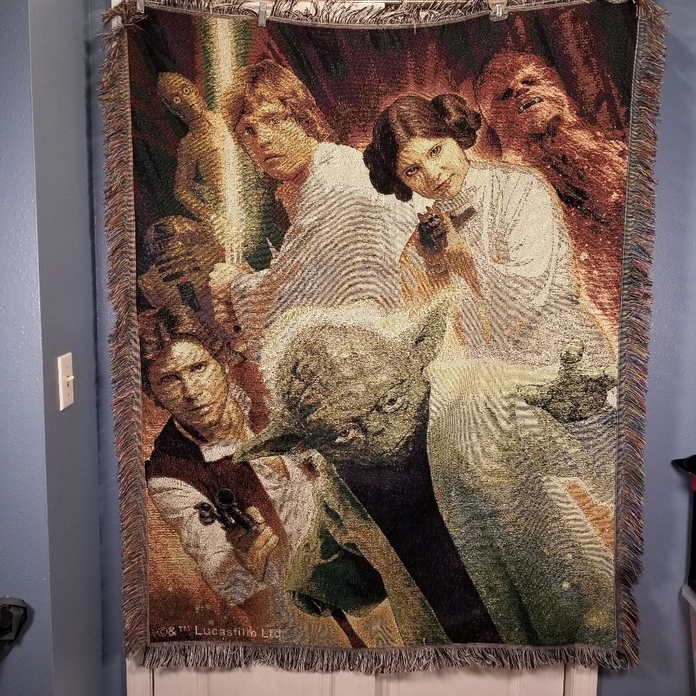 STAR WARS Small Rebel Force Tapestry Throw Blanket Wall Hanging Afghan Leia Yoda